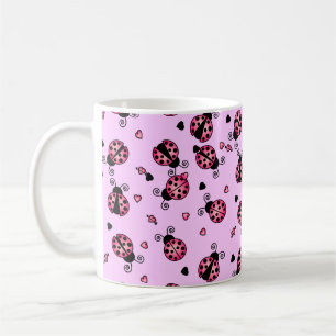 Kärlek buggar rosa nyckelpigor kaffemugg