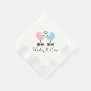 Kärlek Buggies Joint Baby Shower Napkins, Rosa/blå Pappersservett