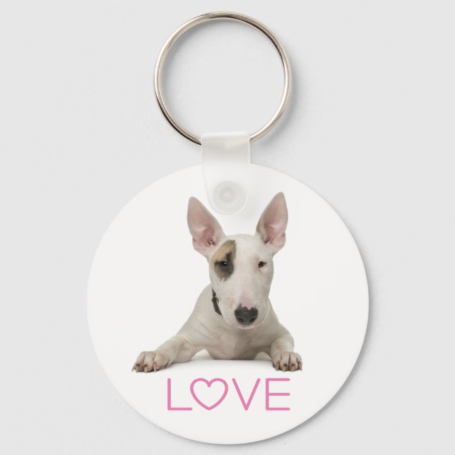 Kärlek Bull Terrier Valp Nyckelring (Framsida)