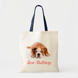 Kärlek Bulldog Puppy Hund totebag Tygkasse