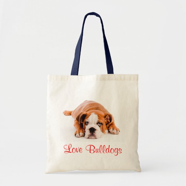 Kärlek Bulldog Puppy Hund totebag Tygkasse (Framsidan)