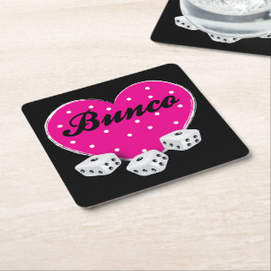 Kärlek Bunco Rosa Valentine Heart Dice Underlägg Papper Kvadrat