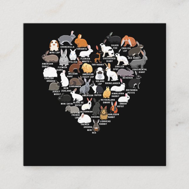 Kärlek Bunnies funny kanthjärta Fyrkantigt Visitkort (Framsida)