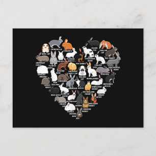 Kärlek Bunnies Funny Rabbit Heart Helg Vykort