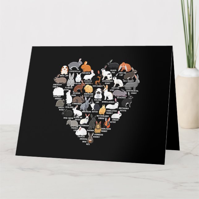 Kärlek Bunnies Funny Rabbit Heart Kort (Framsida)