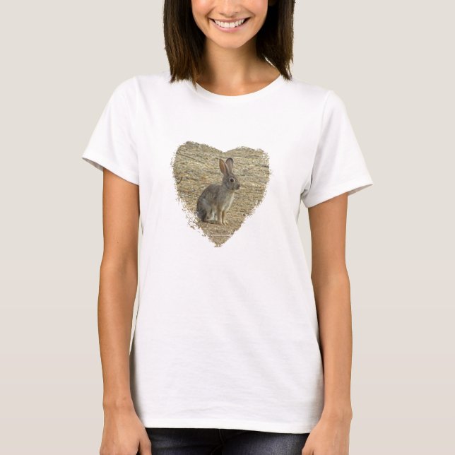 Kärlek Bunnies Heart Desert Animal Photo Rabbit T Shirt (Framsida)