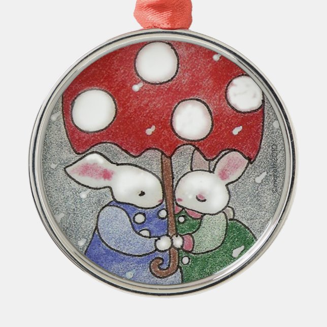 kärlek bunnies julprydnad julgransprydnad metall (Framsidan)