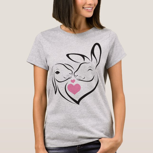 Kärlek Bunnies Rabbit T-shirt (Framsida)