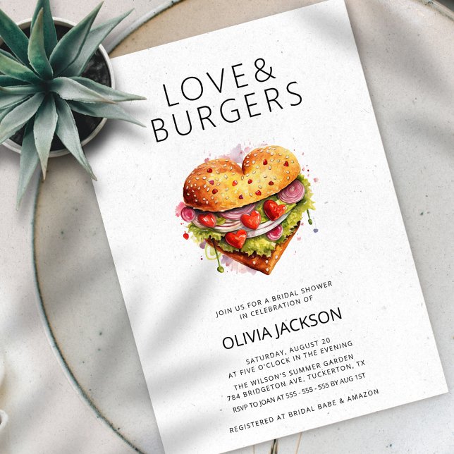 Kärlek & Burgers Roligt Avslappnad Modern Möhippa Inbjudningar (Skapare uppladdad)