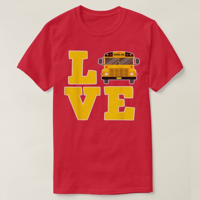 Kärlek-Buss-Kärlek-skolan i Buss i Buss i T Shirt (Design framsida)