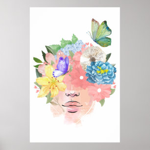 Kärlek, Butterflies och Flowers Poster