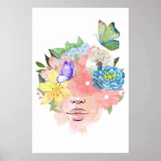 Kärlek, Butterflies och Flowers Poster
