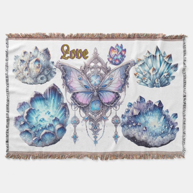 Kärlek Butterfly Blommigt Ram Basic Mörk T-Shirt Filt (Framsidan)