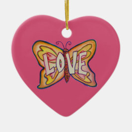 Kärlek Butterfly Ord Art Gift Helgdag Ornament