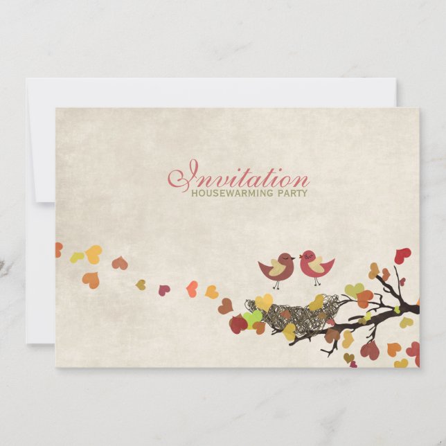 Kärlek bygga bo - inflyttnings- partyinbjudan inbjudningar (Framsida)