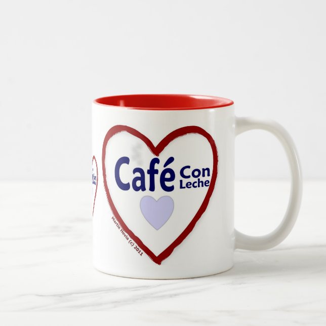 Kärlek Café lurar Leche - Två-Tona muggen Två-Tonad Mugg (Höger)