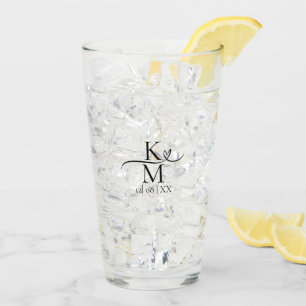 Kärlek Calligraphy Initialer Heart Black B&W ID940 Glaskopp