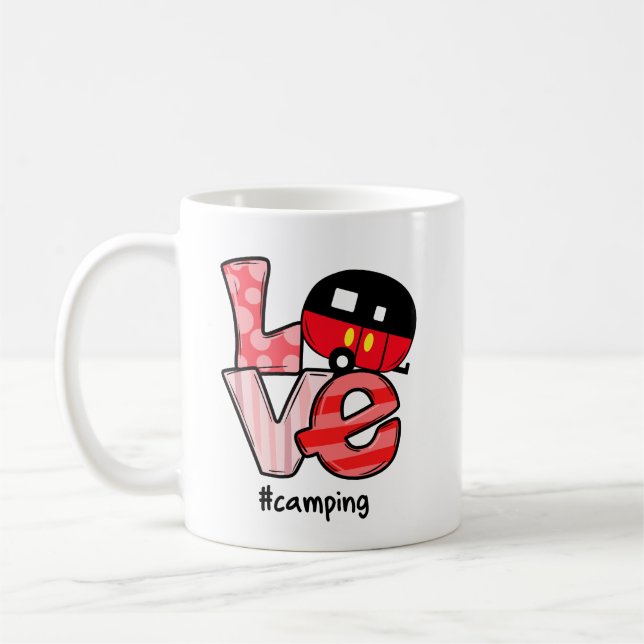Kärlek Camping #Camping Kaffemugg (Vänster)