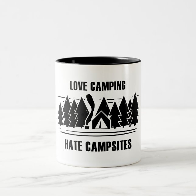 Kärlek Camping, Hate Campsites Två-Tonad Mugg (Center)
