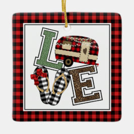 Kärlek Camping Modern jul Camper Flinflip flops Julgransprydnad Keramik