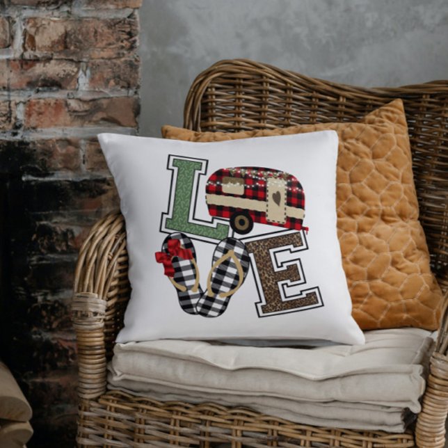 Kärlek Camping Modern jul Camper Flinflip flops Kudde (Skapare uppladdad)