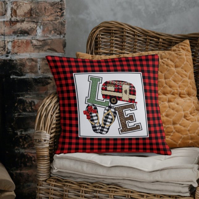 Kärlek Camping Modern jul Camper Flinflip flops Kudde (Skapare uppladdad)