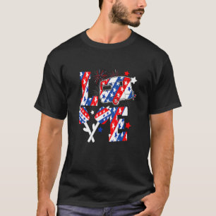 Kärlek Camping USA flagga 4:e juli Flip-kasern T Shirt