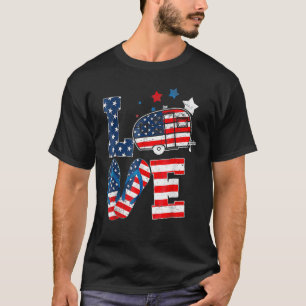 Kärlek Camping USA flagga 4:e juli Flip-kasern T Shirt