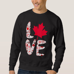 Kärlek Canada Maple Löv Cute Canadian Canaday Day Lång Ärmad Tröja