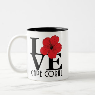 KÄRLEK Cape Coral 11oz Red Hibiscus Två-Tonad Mugg