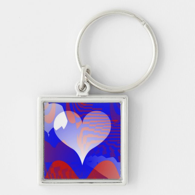 Kärlek & Care_ Fyrkantig Silverfärgad Nyckelring (Framsidan)