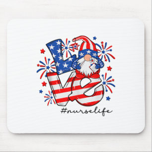 Kärlek Caregiver Life Nurse Gnome American Flagga Musmatta