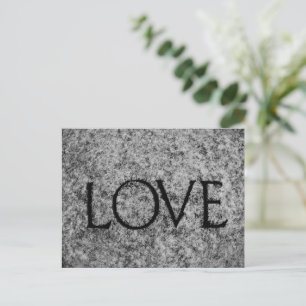 "Kärlek" Carved Stone in Black and White Vykort