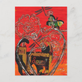 Kärlek Cat and Butterfly Postcard Vykort