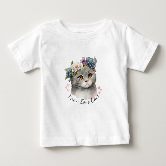 Kärlek Cat Baby T Shirt (Framsida)