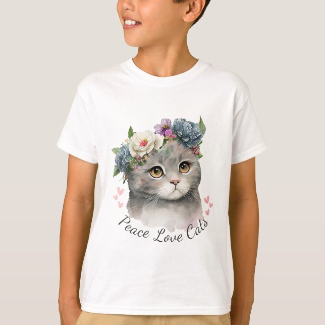 Kärlek Cat Kid Boy T Shirt (Framsida)