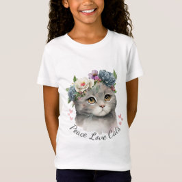 Kärlek Cat Kid Girl T Shirt