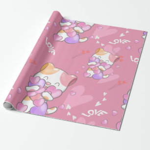 Kärlek Cat Mönster färgade sällskapsdjur Presentpapper