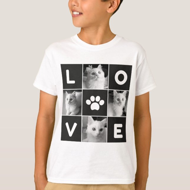 KÄRLEK Cat Photo Collage Kids' T-Shirt (Framsida)