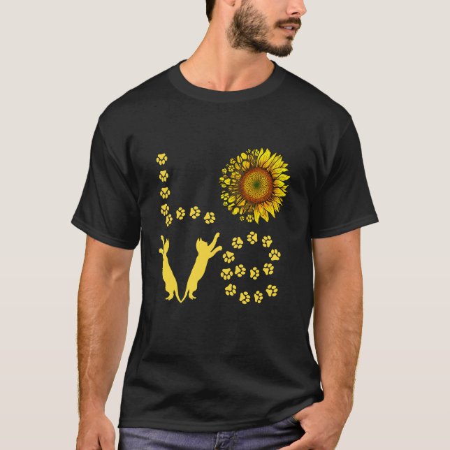 KÄRLEK CAT TASS & SUNFLOWERS T SHIRT (Framsida)