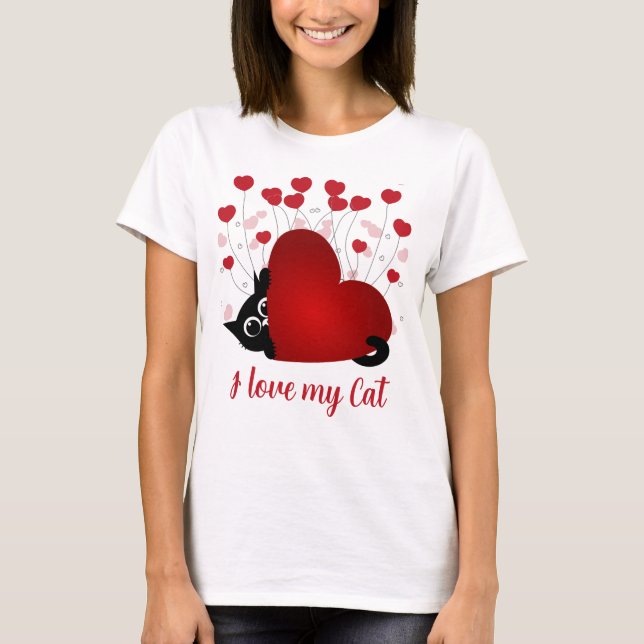 Kärlek Cats Anpassningsbar Hearts T Shirt (Framsida)