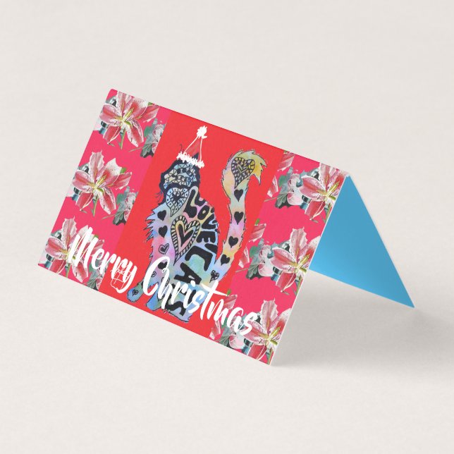 Kärlek Cats Cat Merry Red Lila julkort Kort (Framsida)