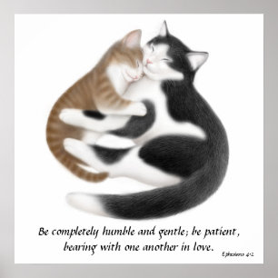 Kärlek Cats Ephesian 4:2 inspirationell utskrift Poster