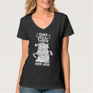 Kärlek Cats Hate Hundar Cat Animal Pet T Shirt