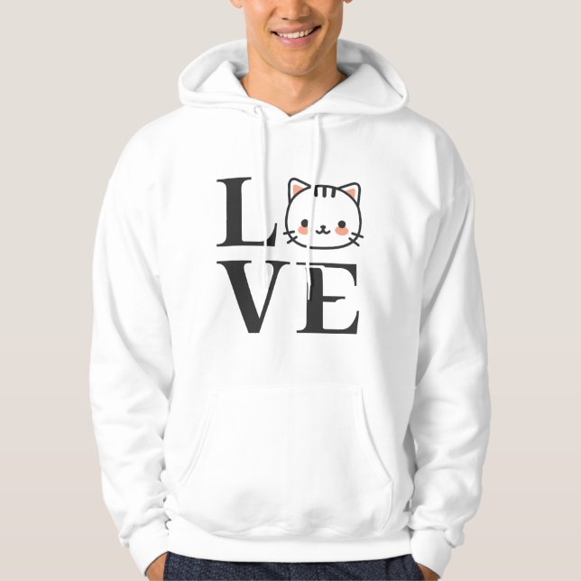 Kärlek Cats Hoodie (Framsida)