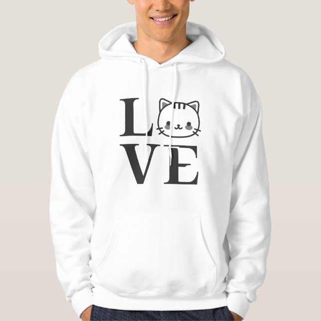 Kärlek Cats Hoodie (Framsida)