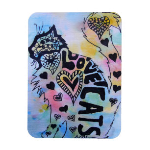 Kärlek Cats Kattunge Watercolor Birgday Magnet
