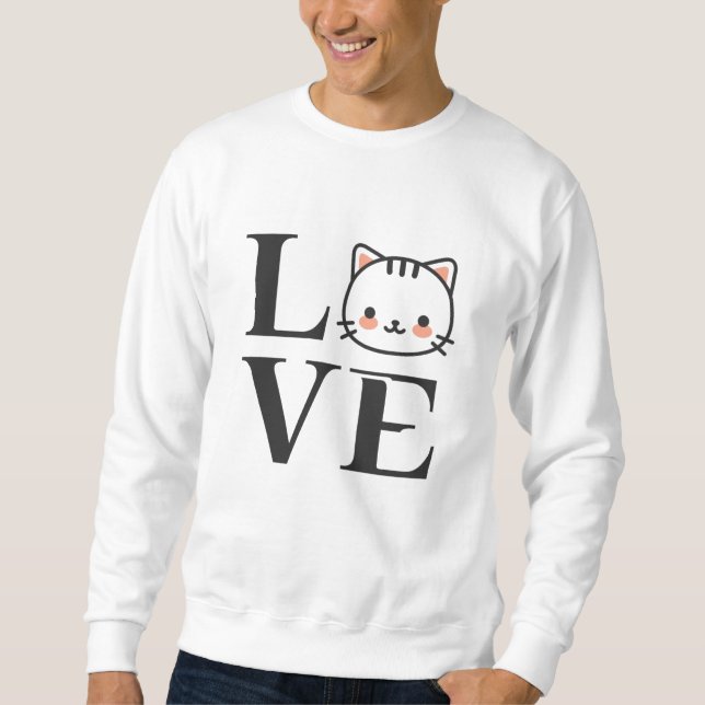Kärlek Cats Lång Ärmad Tröja (Framsida)