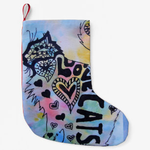 Kärlek Cats Merry Colouful cat-julklapp Liten Julstrumpa