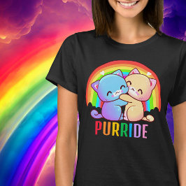 Kärlek Cats Rainbow Mörk T Shirt